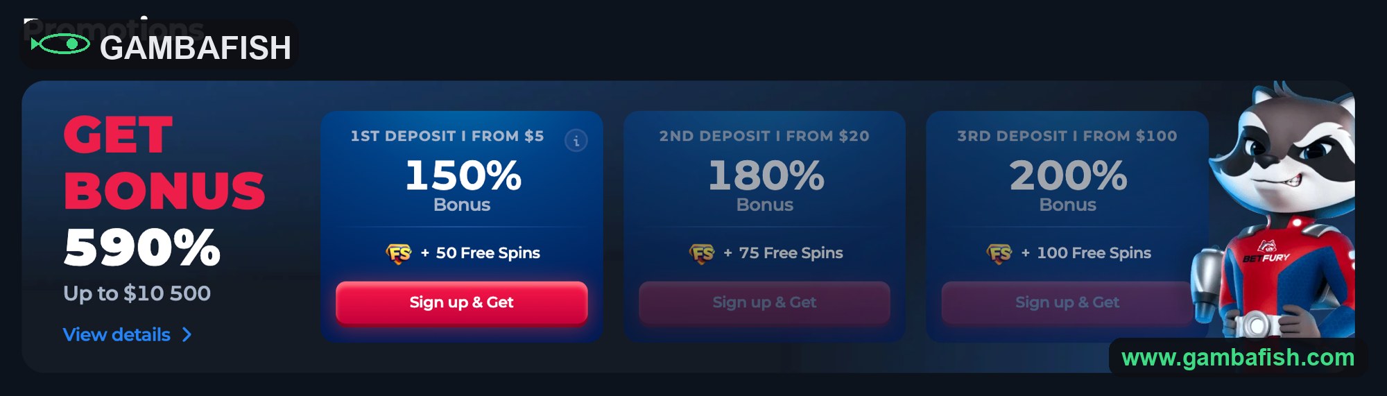 Three-deposit welcome package paying 150, 180 and 200 percent