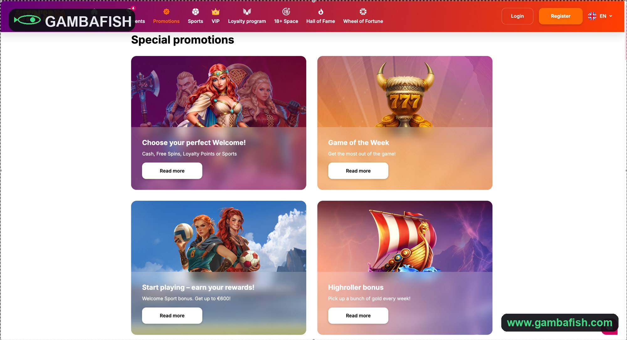 Promotions grid with a choose-your-welcome offer and high-roller bonus