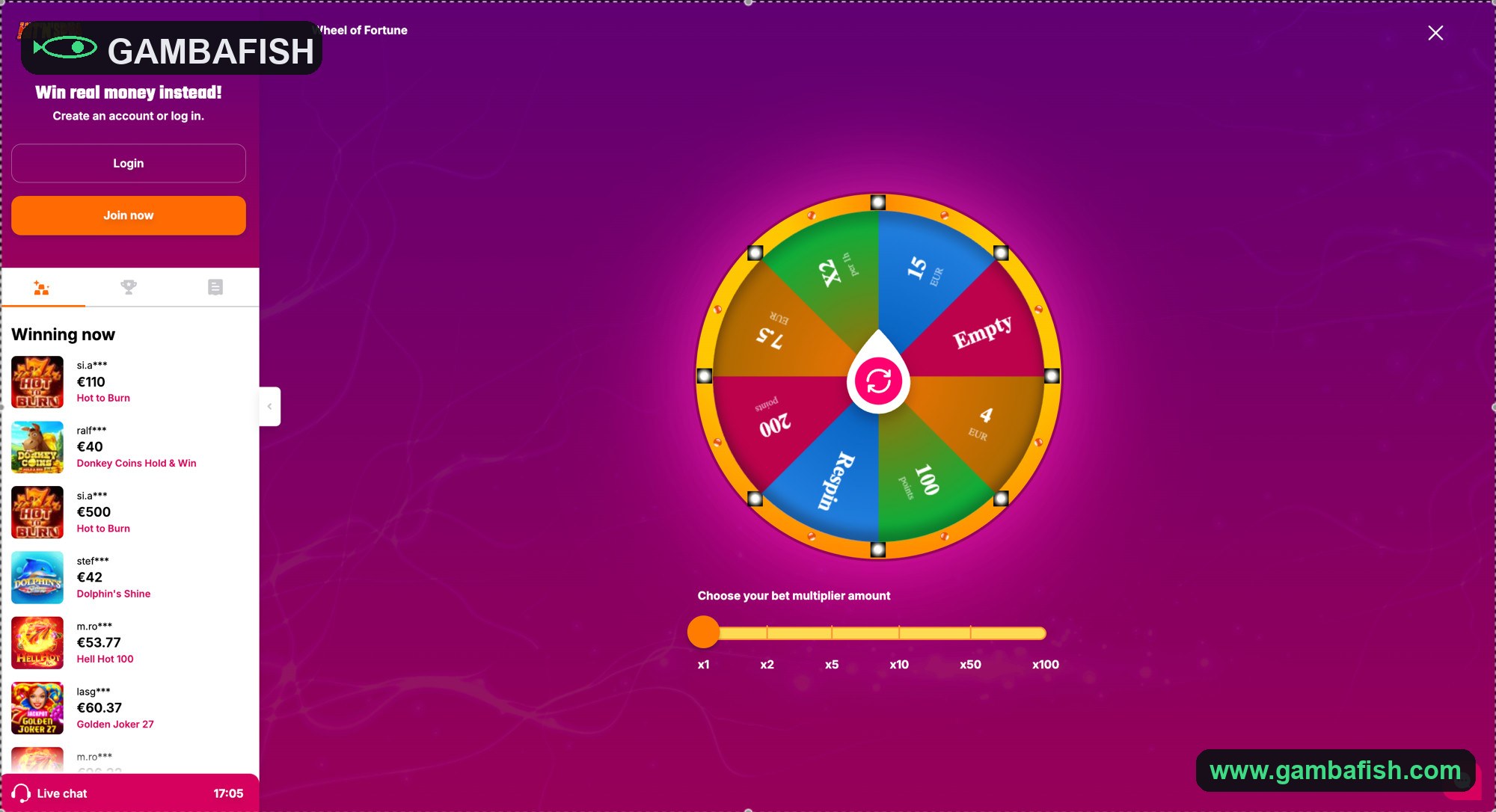 Wheel of Fortune mini-game with cash, points and respin segments