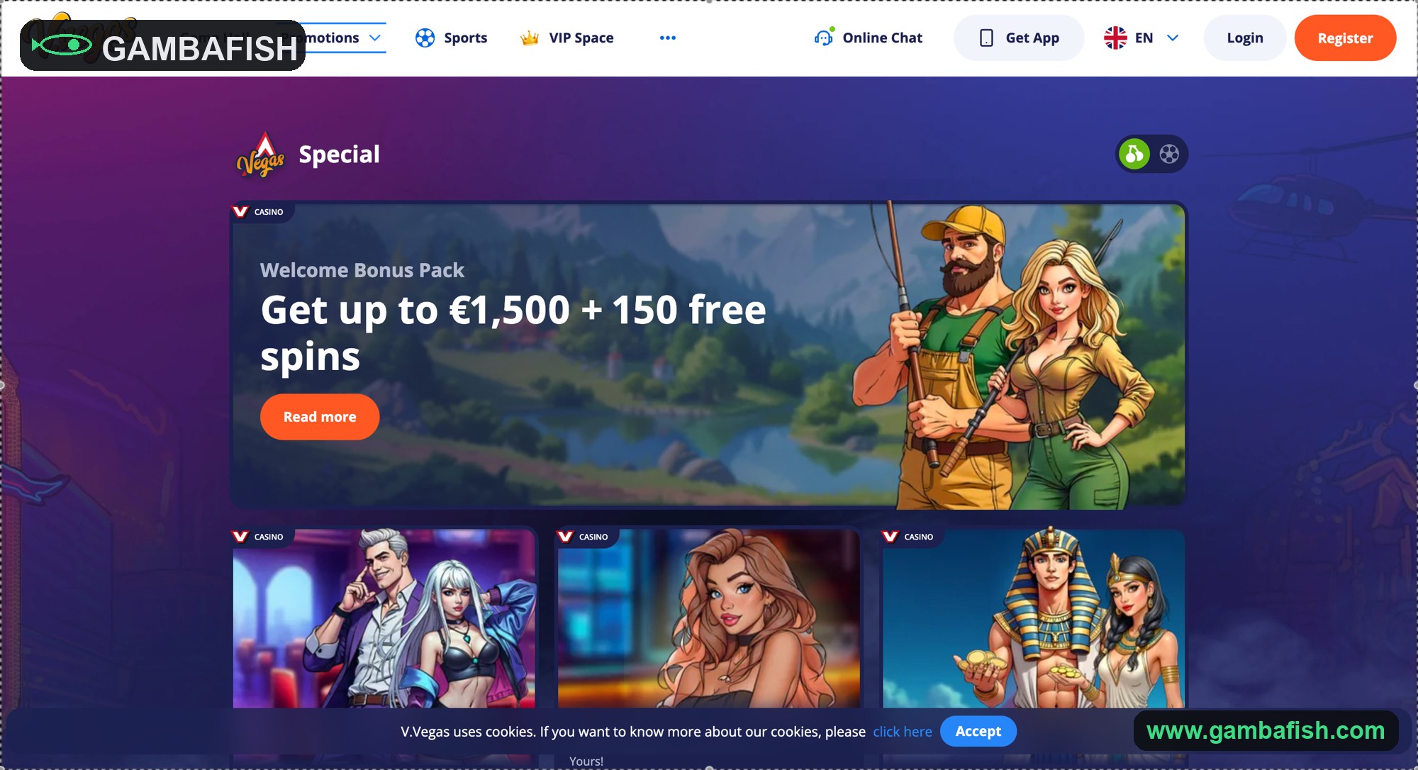 Promotions board with the welcome pack and rotating casino offers